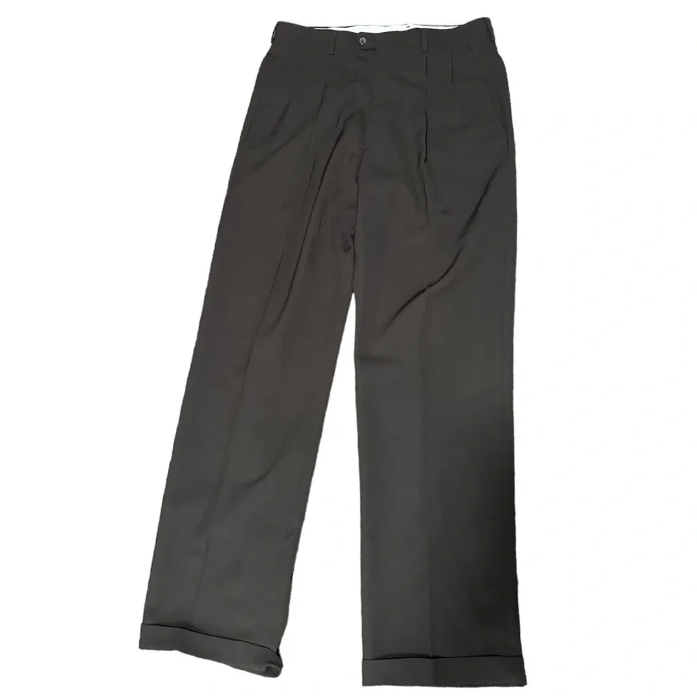 Haggar Microfiber Pleated Men's Brown Dress Pants Size 32x32 NWT